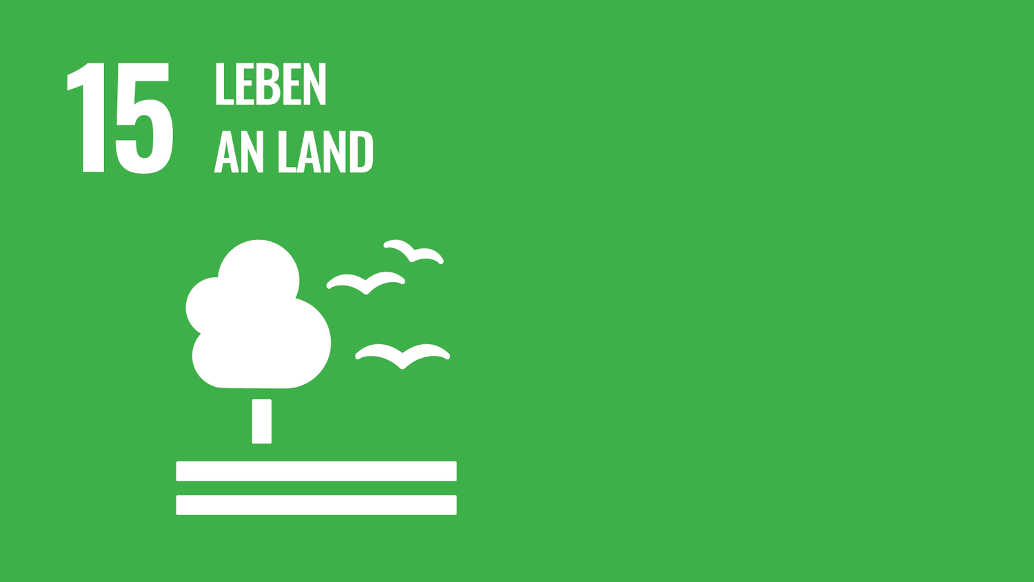 Symbol für das 15 Ziel der nachhaltigen Entwicklungsziele der Vereinten Nationen (Sustainable Development Goals): Leben an Land.