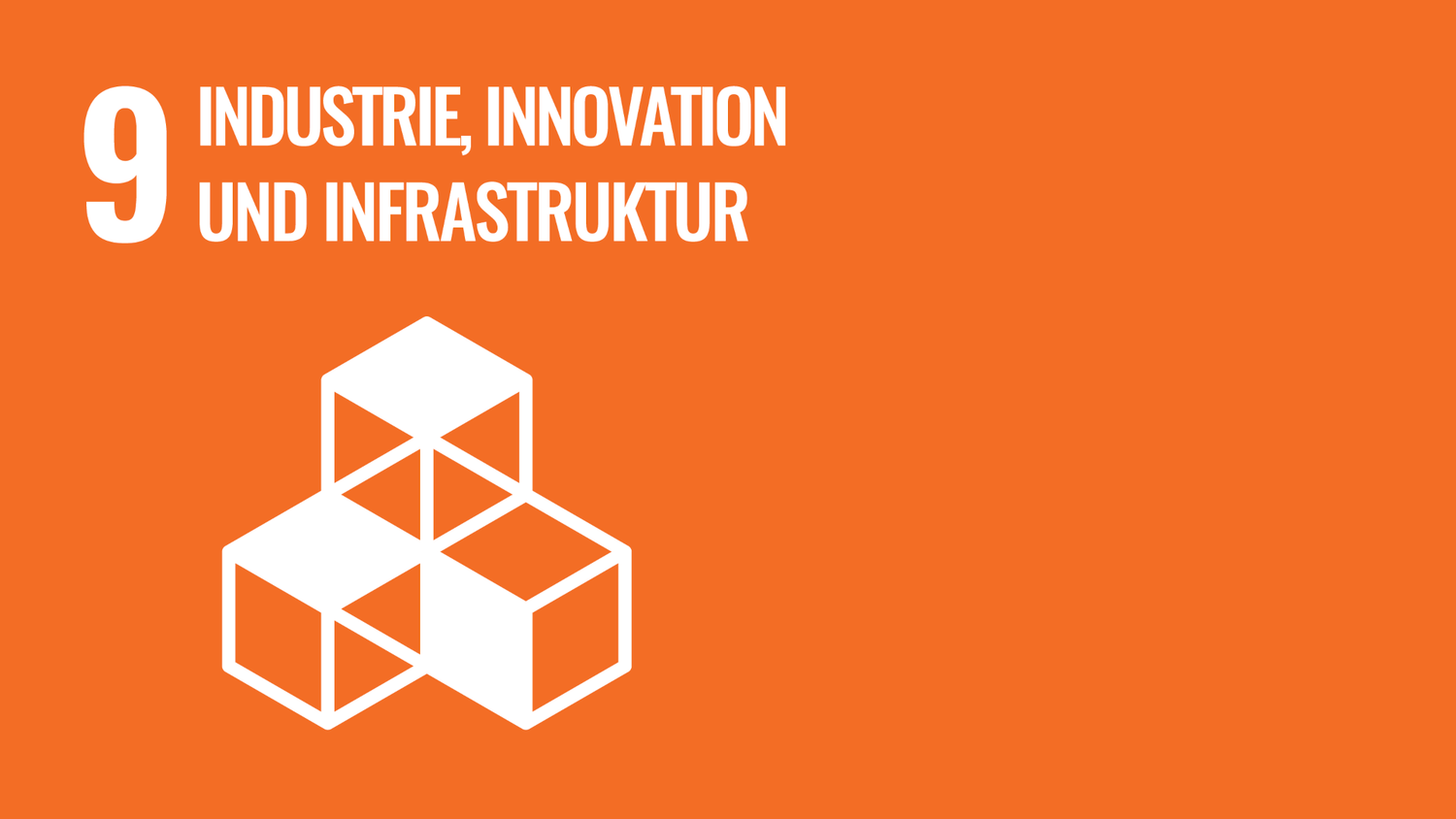 Symbol für das neunte Ziel der nachhaltigen Entwicklungsziele der Vereinten Nationen (Sustainable Development Goals): Industrie, Innovation und Infrastruktur.