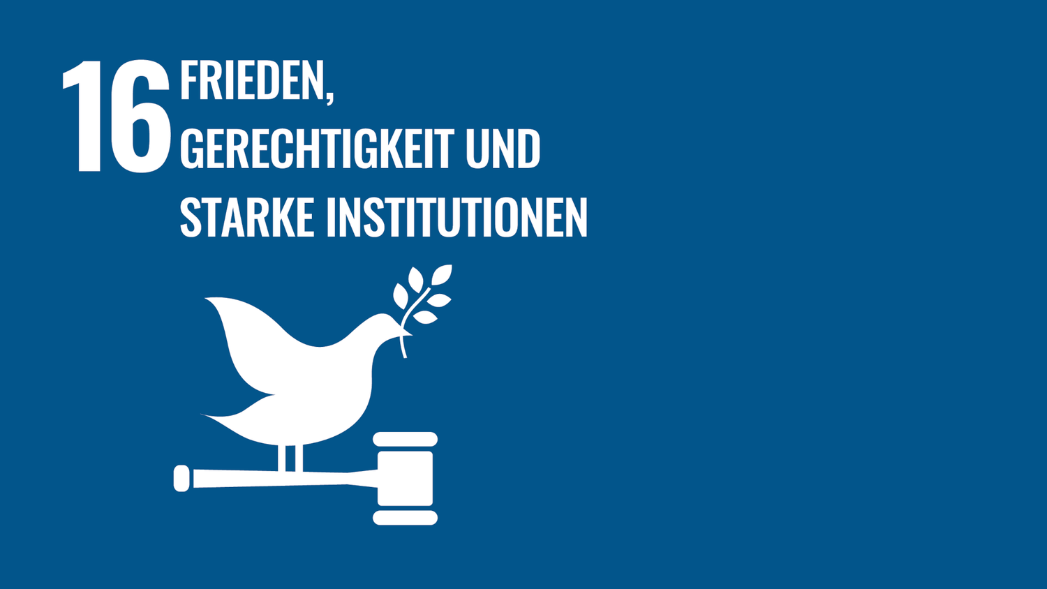 Symbol für das 16 Ziel der nachhaltigen Entwicklungsziele der Vereinten Nationen (Sustainable Development Goals): Frieden, Gerechtigkeit und Starke Institutionen.