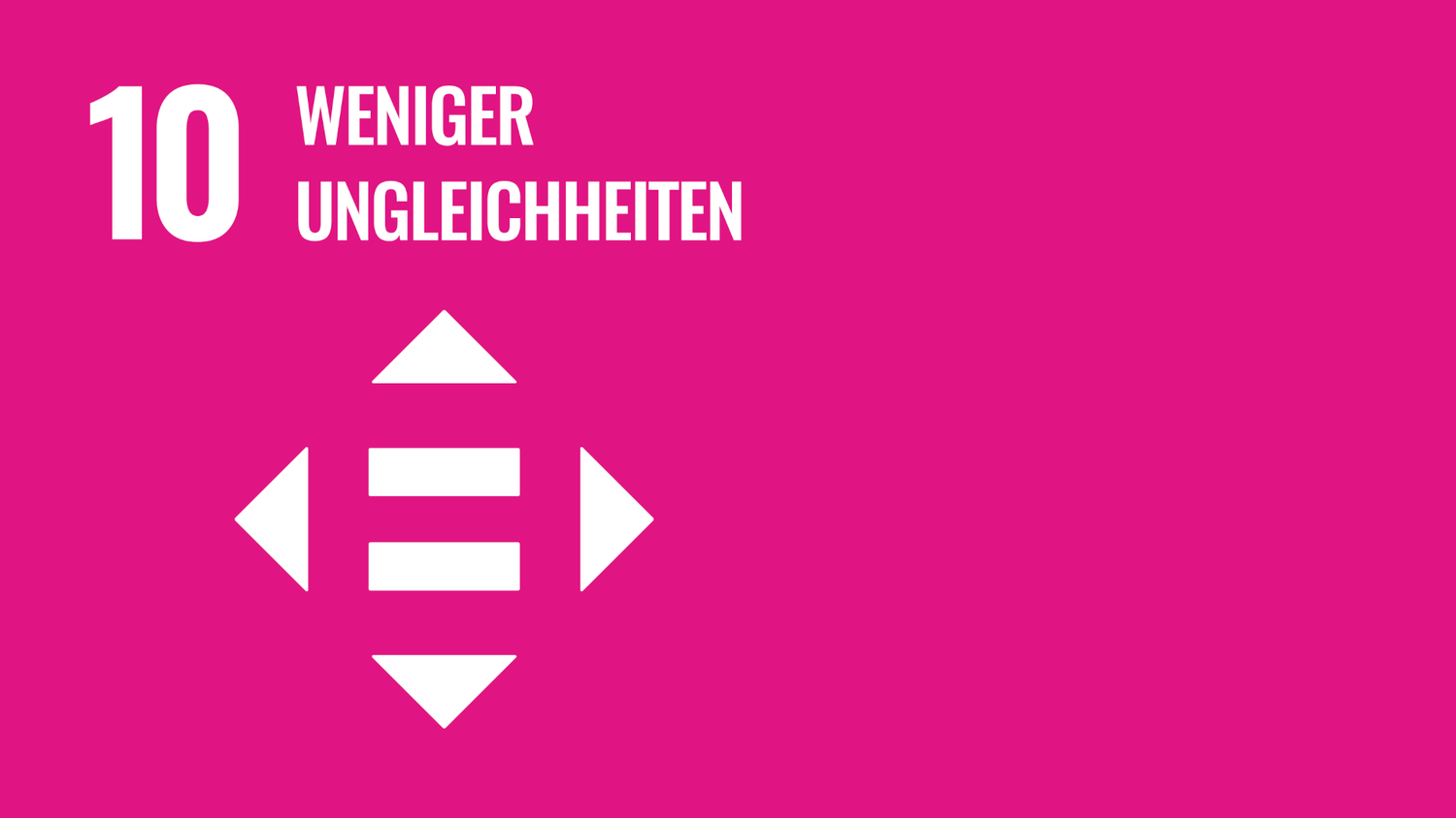 Symbol für das zehnte Ziel der nachhaltigen Entwicklungsziele der Vereinten Nationen (Sustainable Development Goals): Weniger Ungleichheiten.