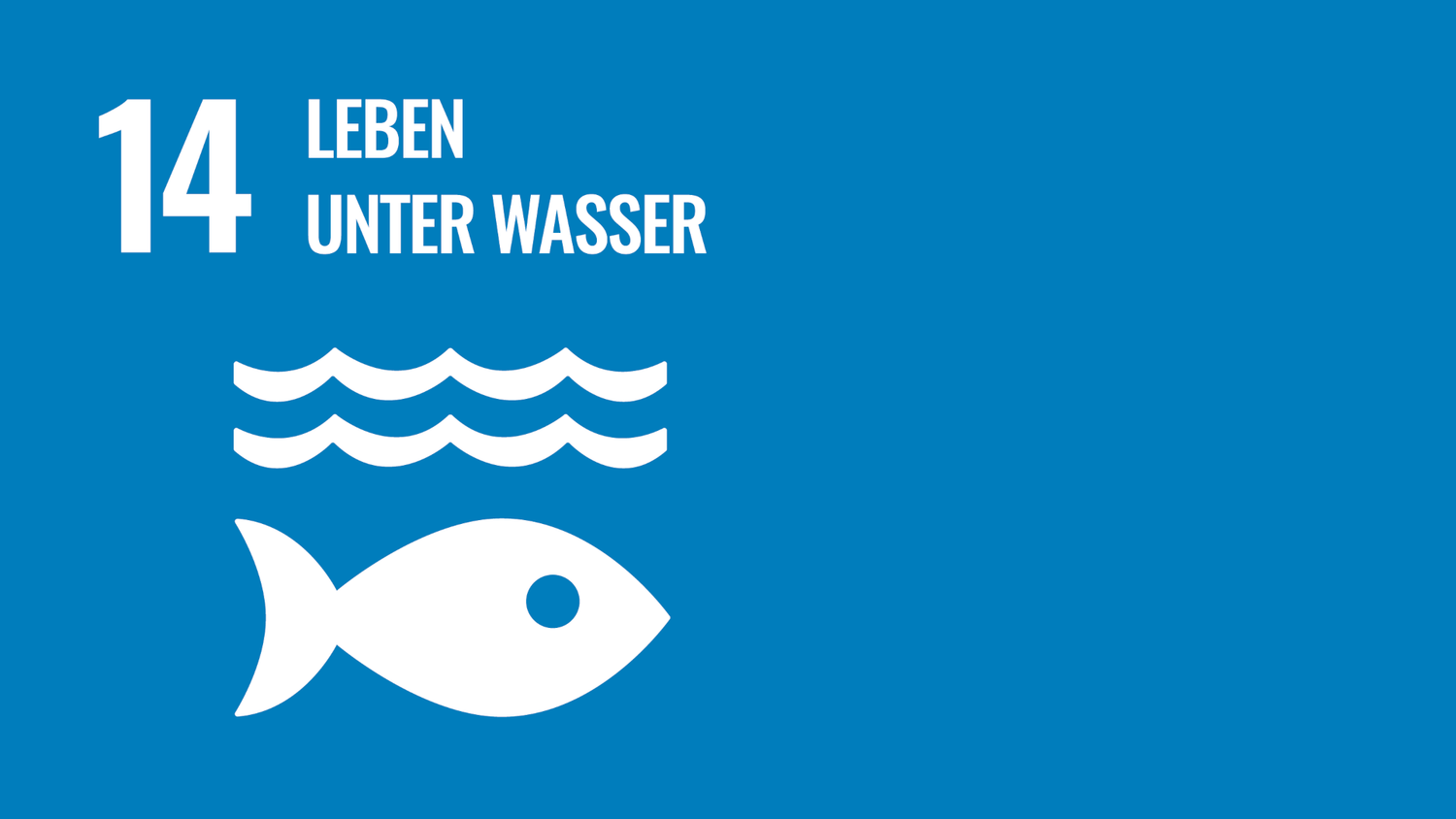 Symbol für das 14 Ziel der nachhaltigen Entwicklungsziele der Vereinten Nationen (Sustainable Development Goals): Leben unter Wasser.
