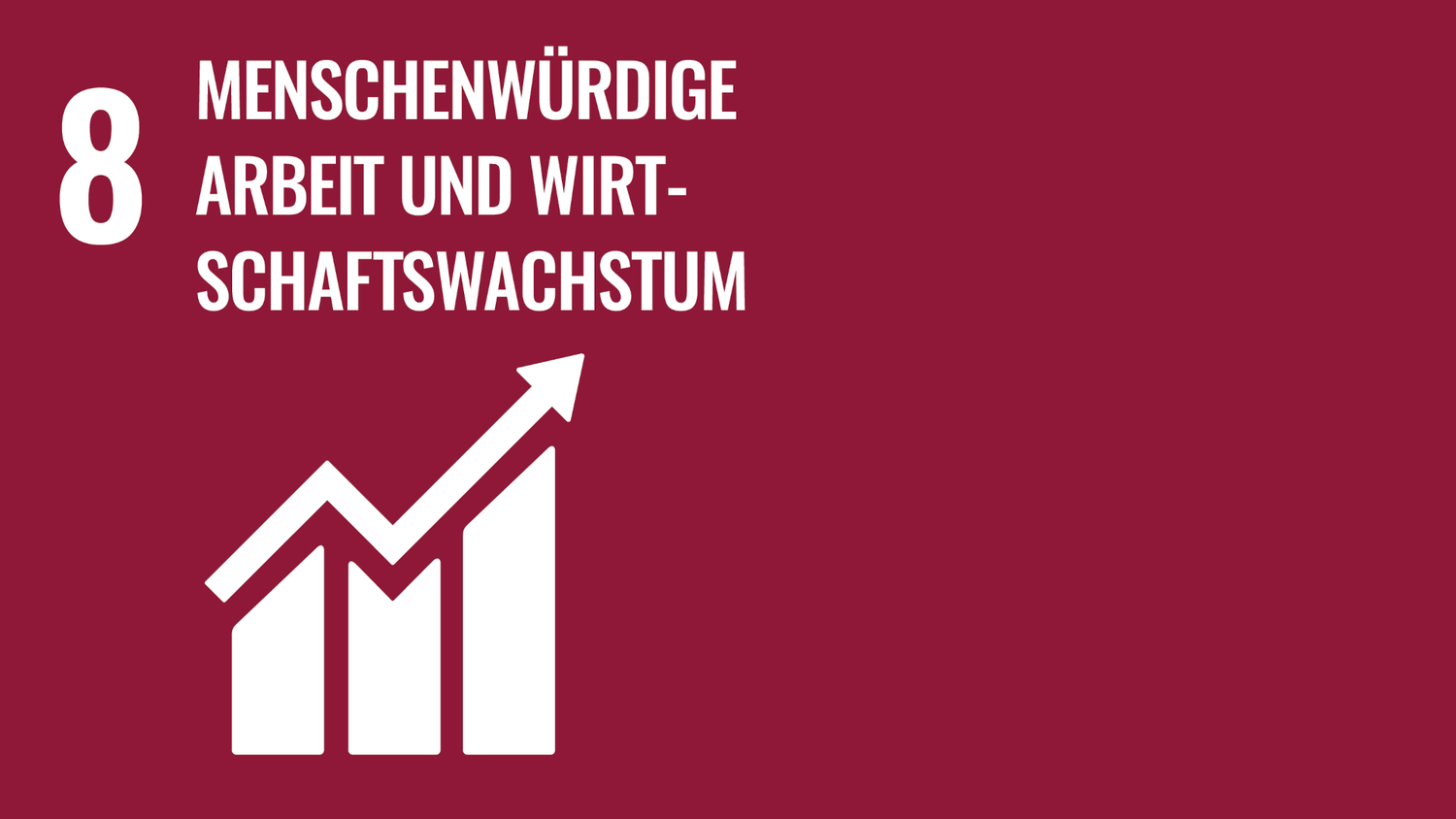 Symbol für das achte Ziel der nachhaltigen Entwicklungsziele der Vereinten Nationen (Sustainable Development Goals): Menschenwürdige Arbeit und Wirtschaftswachstum.