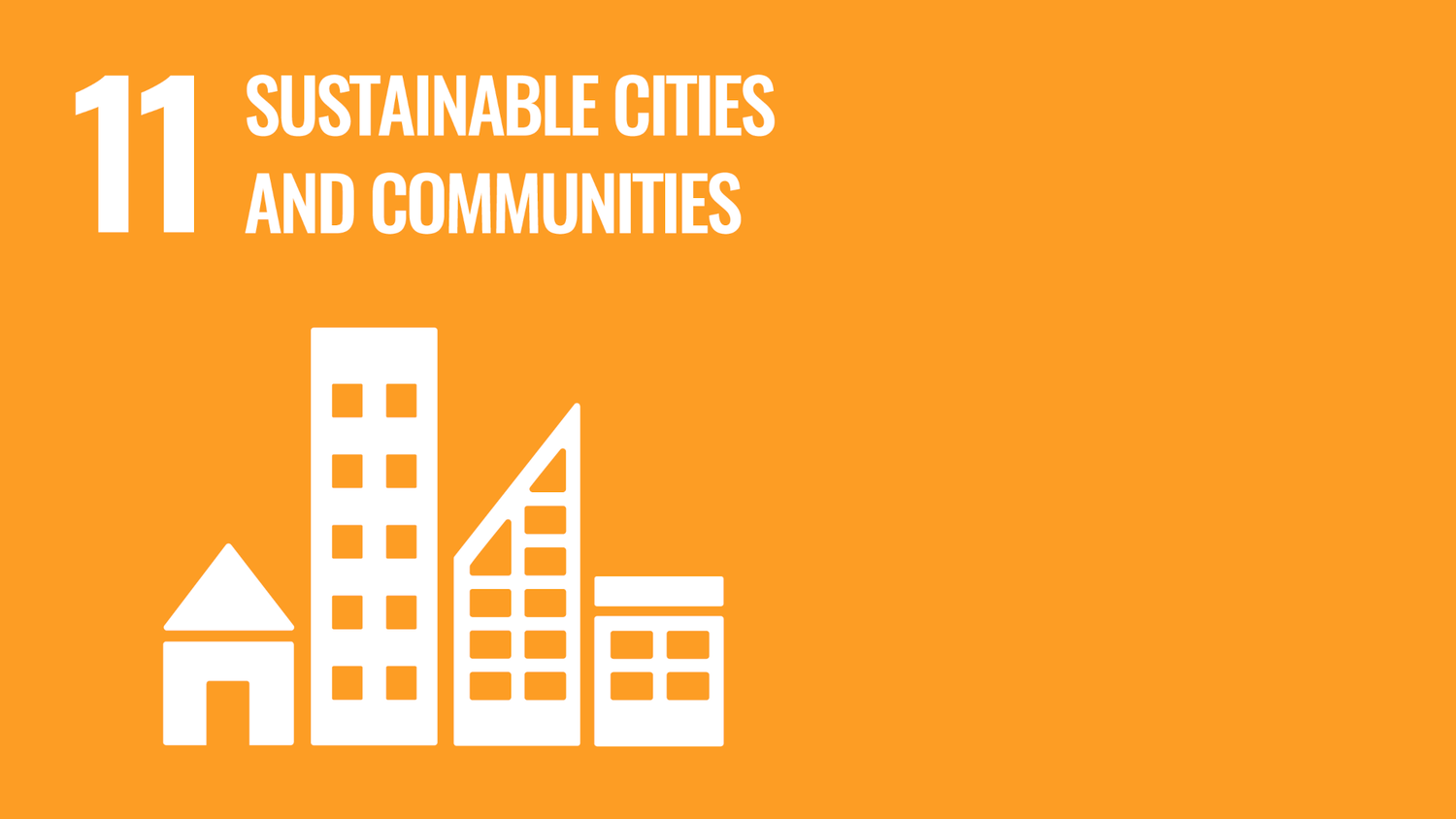 Symbol for the eleventh of the United Nations Sustainable Development Goals: Sustainable cities and communities.
