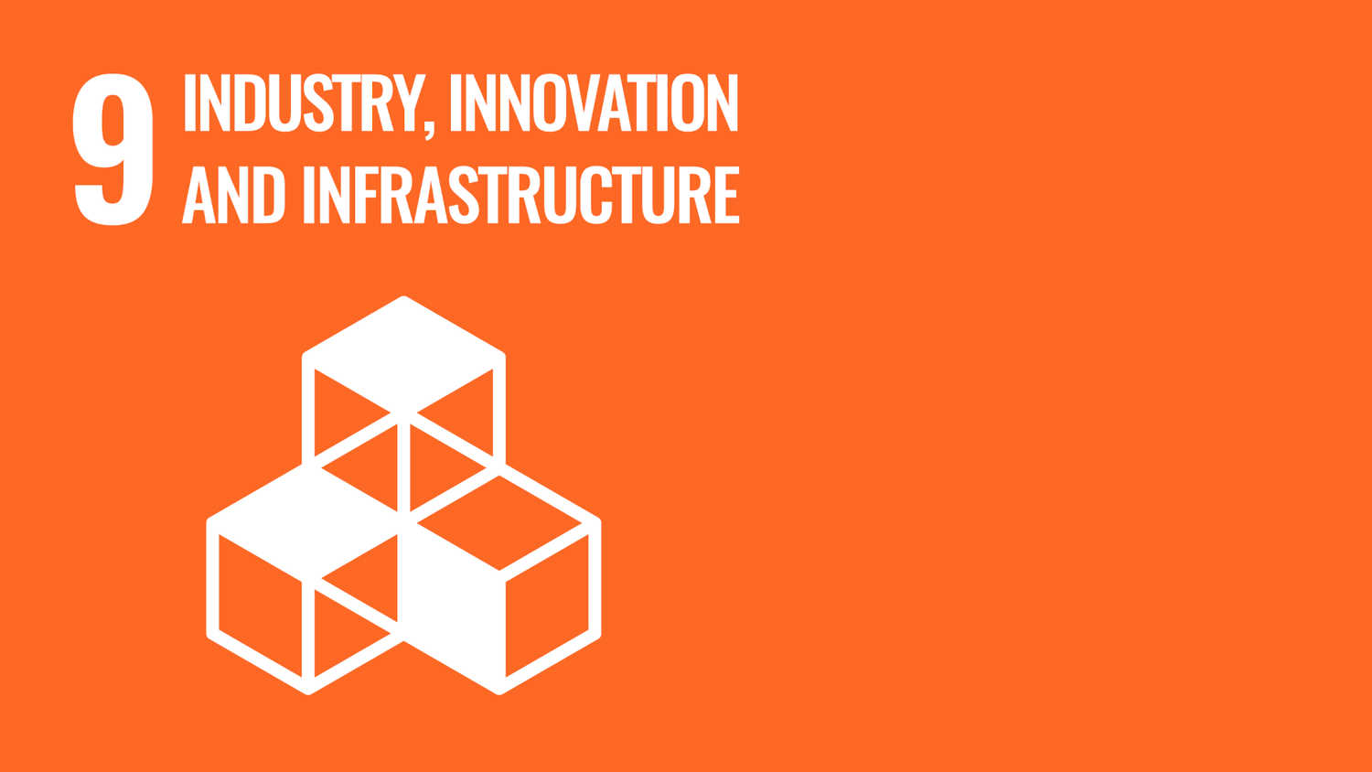 Symbol for the ninth of the United Nations Sustainable Development Goals: Industry, innovation and infrastructure.