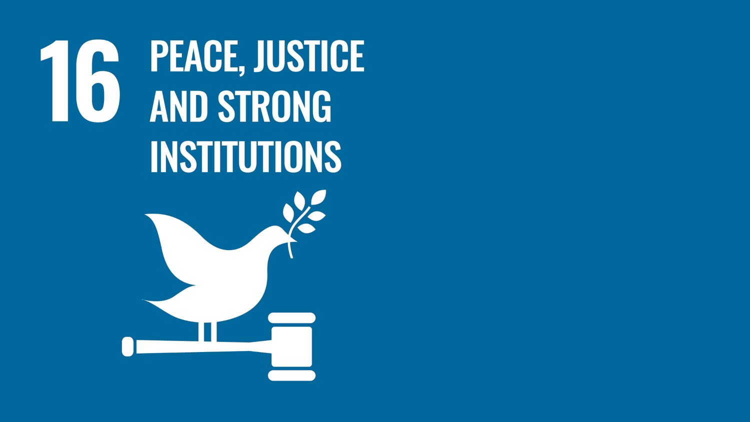 Symbol for the sixteenth of the United Nations Sustainable Development Goals: Peace, justice and strong institutions.