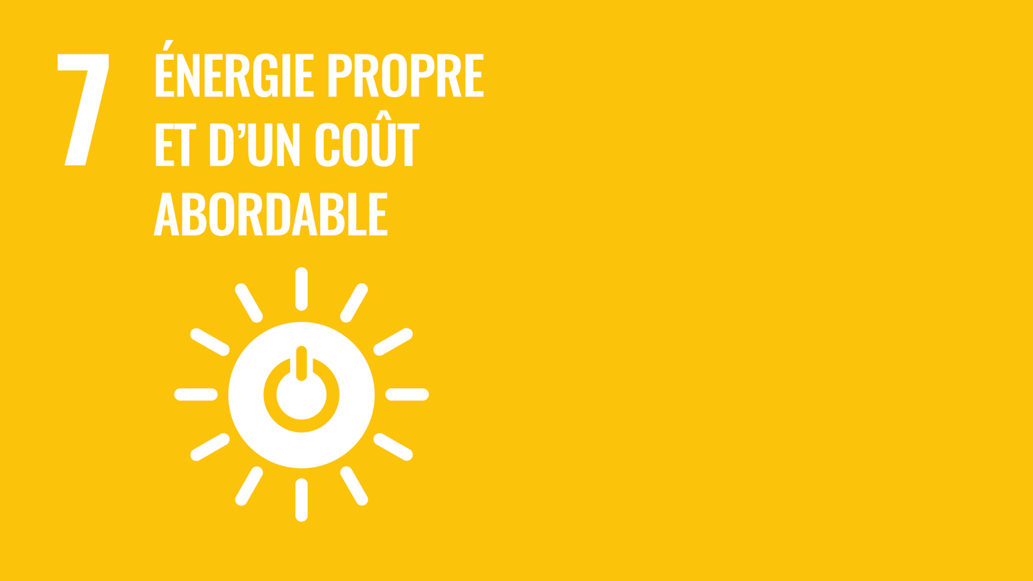 Symbole de l’objectif 7 des Objectifs de développement durable des Nations Unies : énergie propre et d’un coût abordable