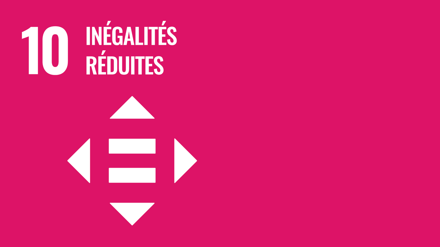 Symbole de l’objectif 10 des Objectifs de développement durable des Nations Unies : inégalités réduites
