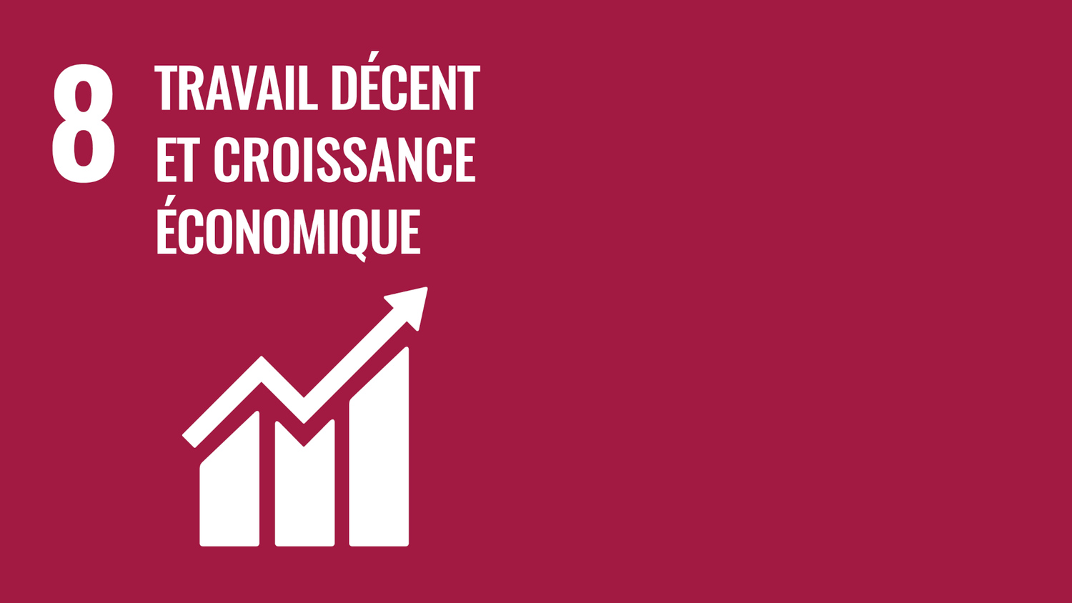 Symbole de l’objectif 8 des Objectifs de développement durable des Nations Unies : travail décent et croissance économique.