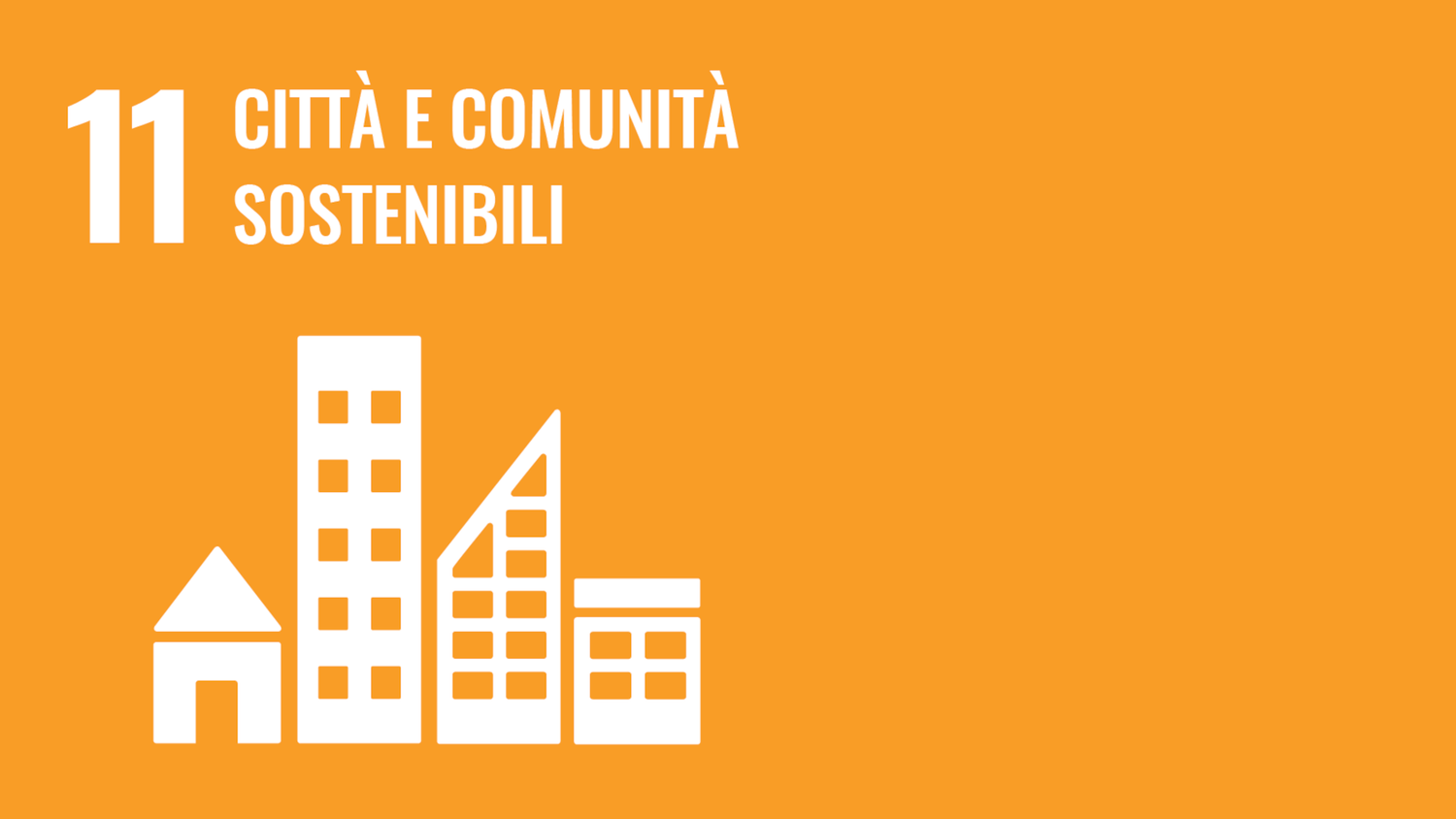 Simbolo dell’undicesimo obiettivo di sviluppo sostenibile delle Nazioni Unite (Sustainable Development Goals): Città e comunità sostenibili
