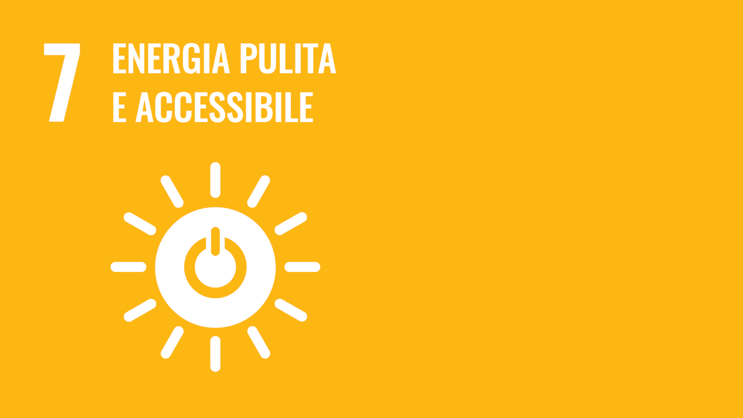 Simbolo del settimo obiettivo di sviluppo sostenibile delle Nazioni Unite (Sustainable Development Goals): Energia pulita e accessibile
