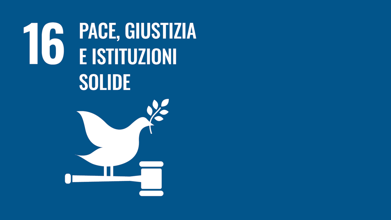 Simbolo del sedicesimo obiettivo di sviluppo sostenibile delle Nazioni Unite (Sustainable Development Goals): Pace, giustizia e istituzioni forti.