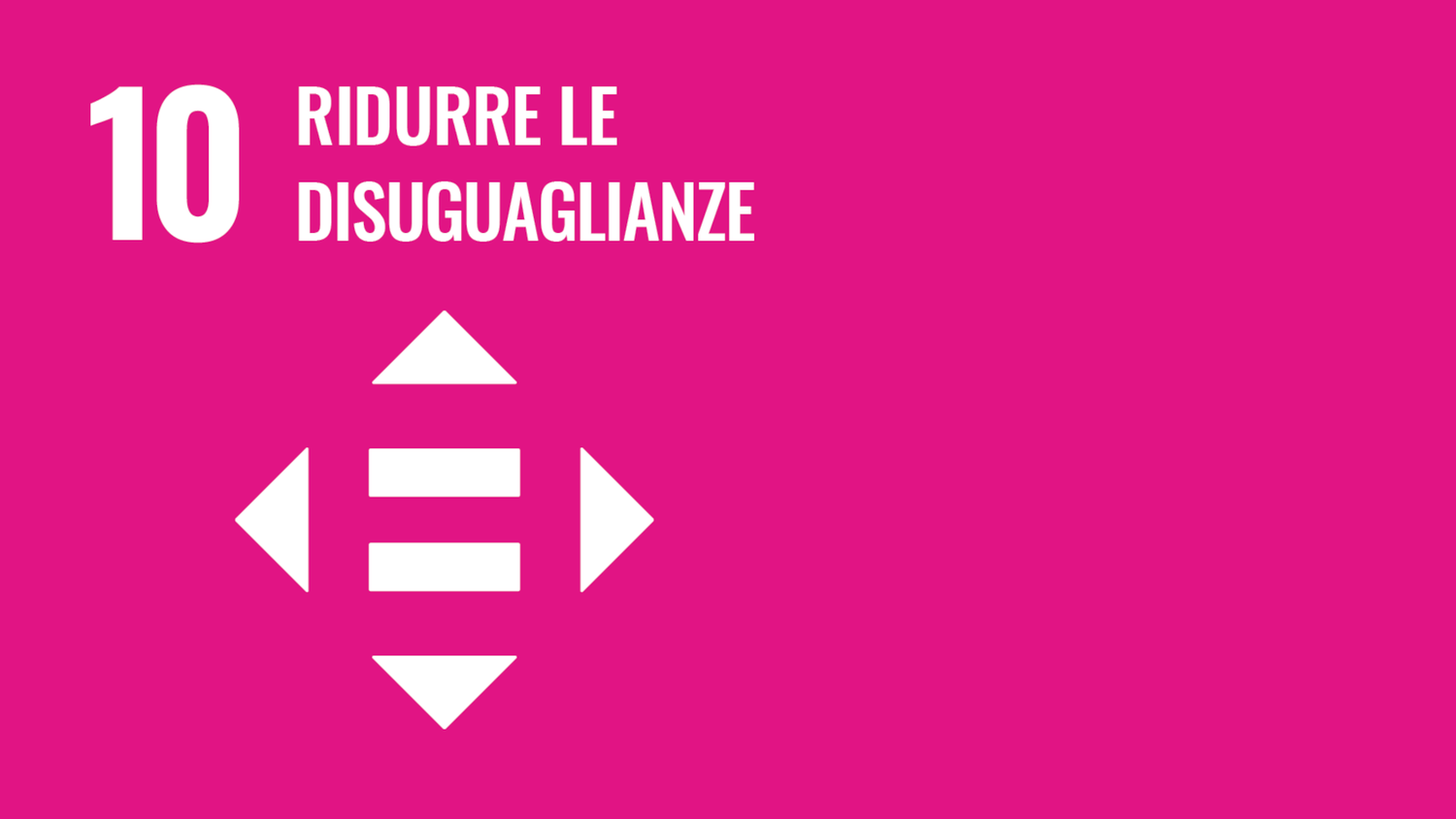 Simbolo del decimo obiettivo di sviluppo sostenibile delle Nazioni Unite (Sustainable Development Goals): Ridurre le disuguaglianze