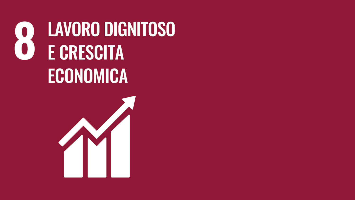Simbolo dell’ottavo obiettivo di sviluppo sostenibile delle Nazioni Unite (Sustainable Development Goals): Lavoro dignitoso e crescita economica.